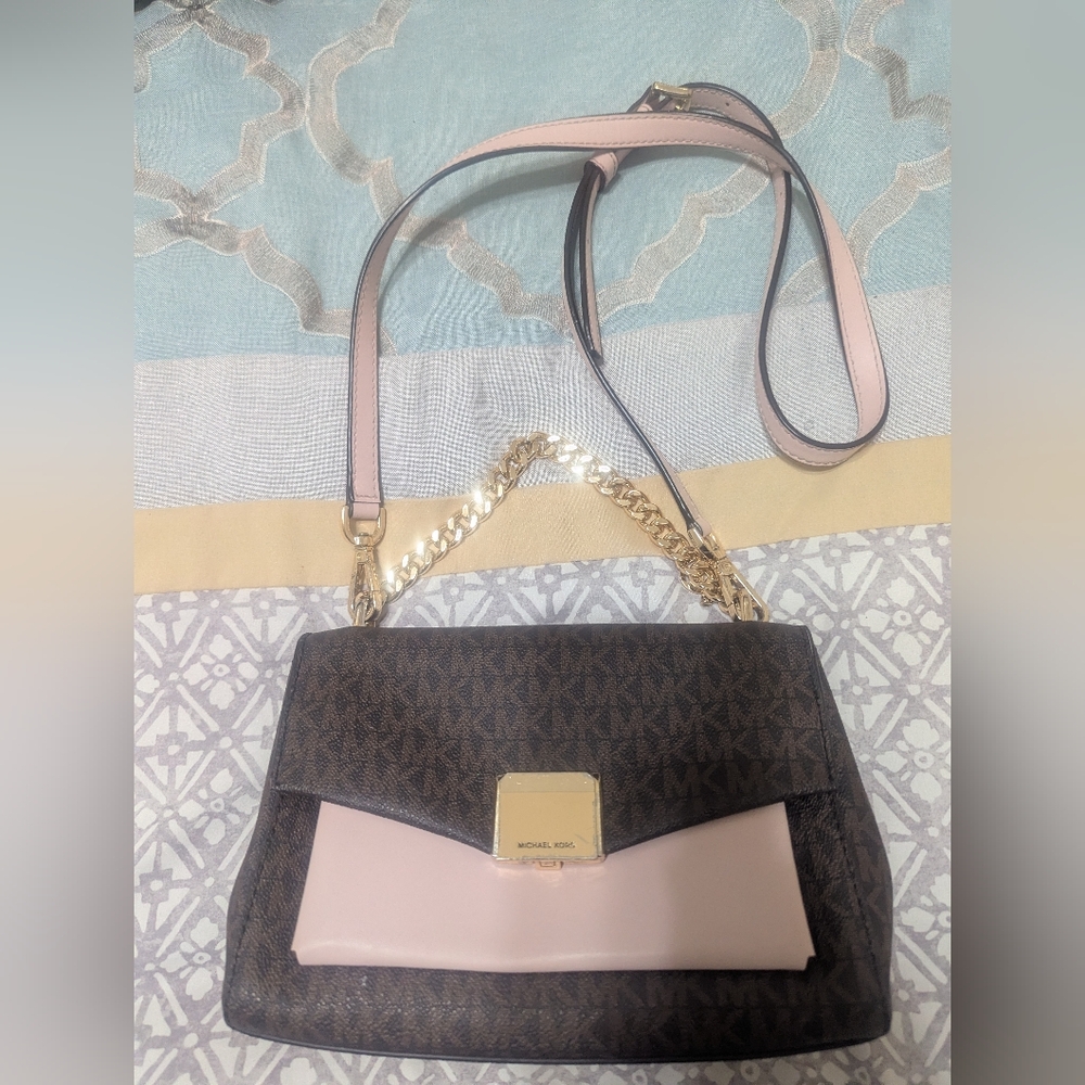 Michael Kors Pink and Brown Shoulder Bag
